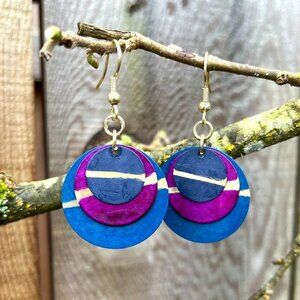 Multi Color Circle Drop Earrings